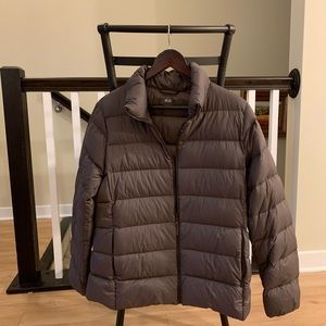 Uniqlo light down packable jacket.  SZ L. Brown.